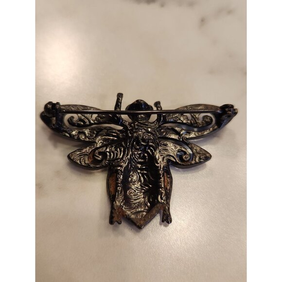 Vintage Rhinestone Bee Brooch Pin Insect Jewelry (Missing Rhinestone) - Picture 2 of 2
